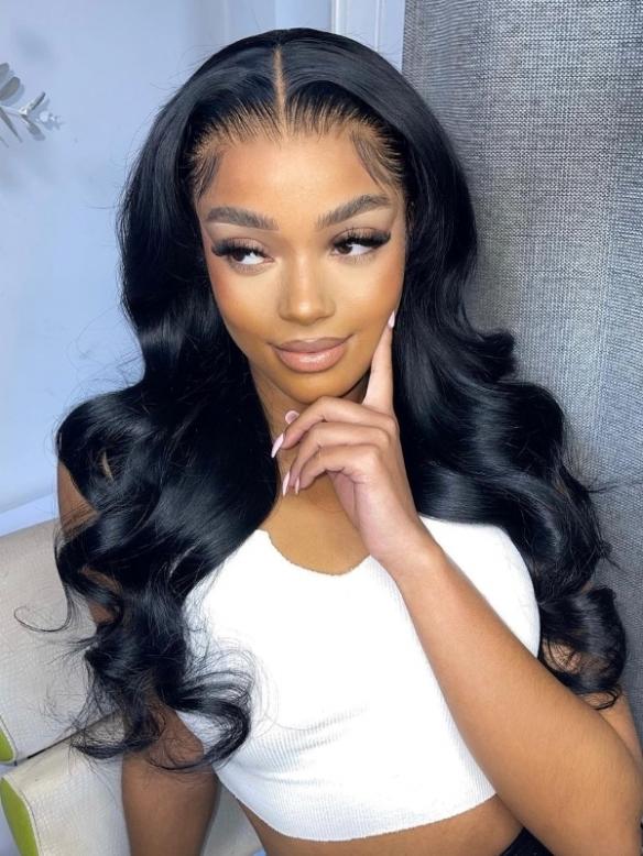 13*6 SUPER FINE INVISIBLE HD LACE-MIDDLE PART HUMAN HAIR LACE FRONTAL WIG WITH WAND CURLS- HD921