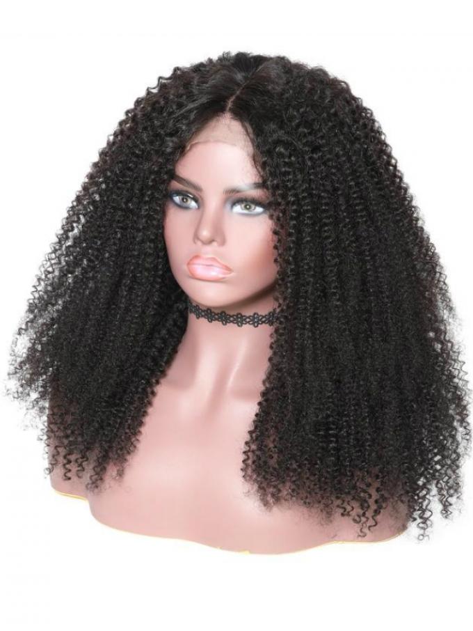22 inches kinky curly indian remy lace front human hair wig - LFC007