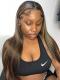 Custom Color-Gorgeous Brown Highlight Lace Closure Silky Straight Human Hair-CC004