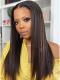 NEW Brown Highlight Kinky Straight Human Hair Lace Wig-CL006