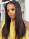 NEW Brown Highlight Kinky Straight Human Hair Lace Wig-CL006