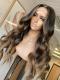 Hairstylist Collection-NEW&GORGEOUS BROWN HIGHLIGHT T PART LACE FRONTAL WIG WITH WAND CURLS-CCW709