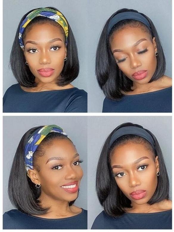 New Protective Style For Black Natural Hair-150% density Quick Fix Elegant Headband Bob Wig For Last Minute Problems-HW011