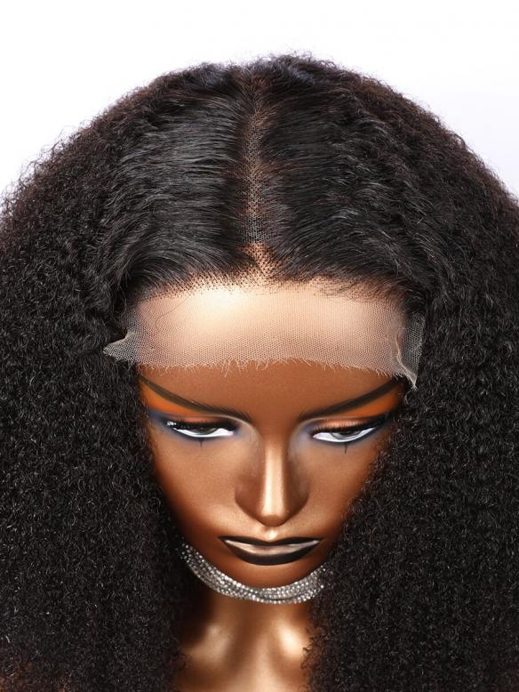 MINA-BEGINNERS’WIG COLLECTION-10-MIN LACE WIG-BLACK KINKY CURLY-LACE CLOSURE WIG