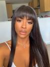 Indian virgin preplucked 6 inches deep parting lace front human hair long straight wig with bangs-LFS068