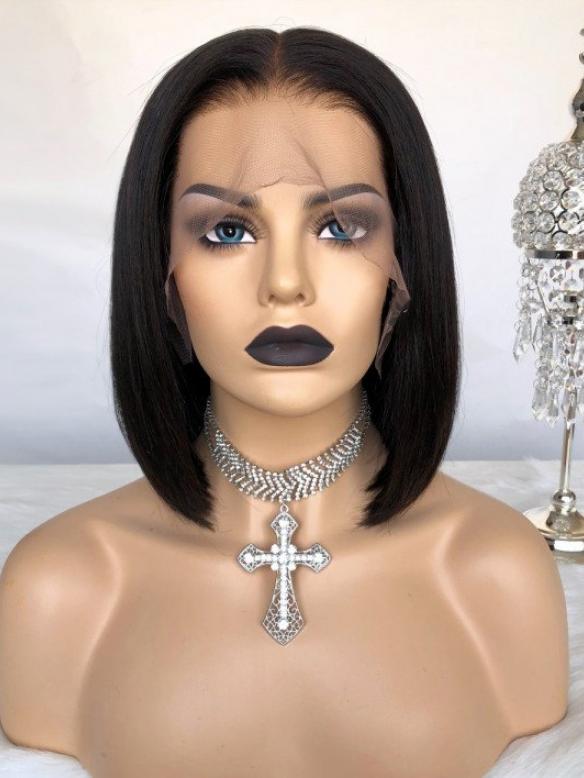 Easy affordable short middle part human hair wig