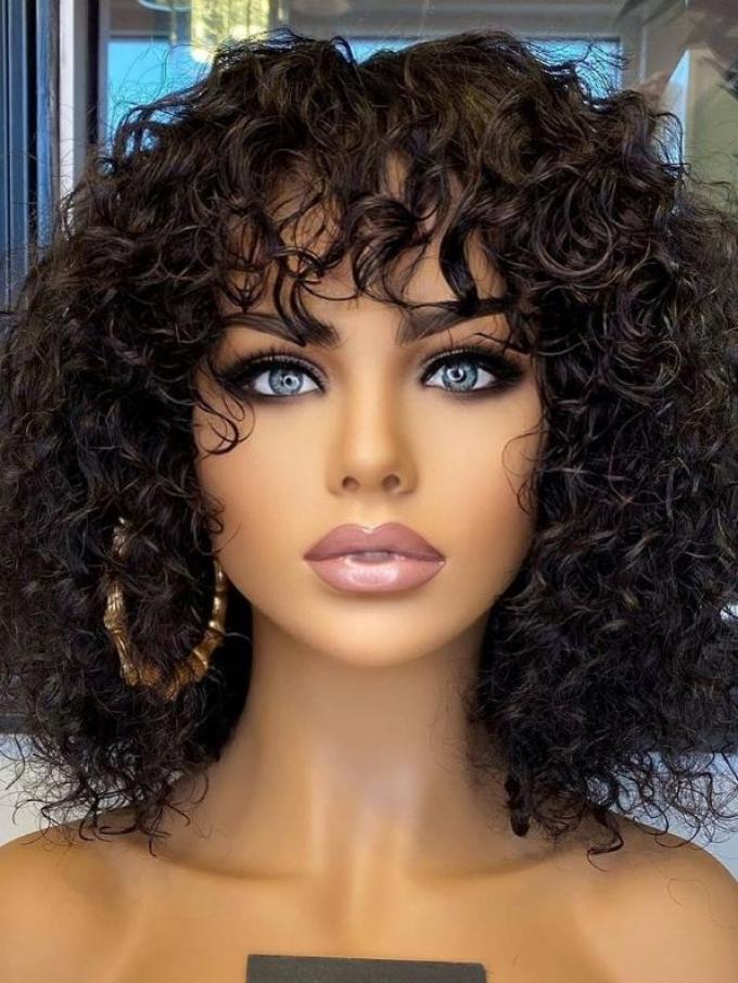 NO NEED TO HIDE LACE-CURLY LACE FRONATL WIG WITH BANGS-WLF305