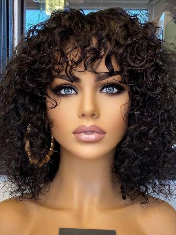 NO NEED TO HIDE LACE-CURLY LACE FRONATL WIG WITH BANGS-WLF305