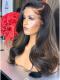 Brown Highlight Natural Human Hair  Full Lace Wig With Wand Curls-FWC003