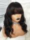 18 inches indian remy wavy 6' parting space lace front human hair wig with bangs - WE018