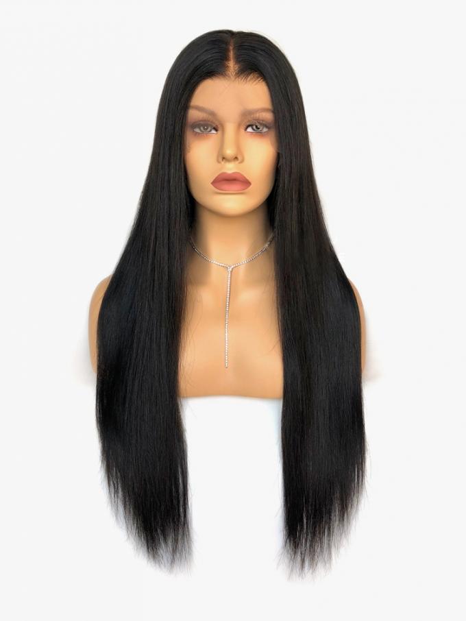 Indian virgin preplucked 6 inches deep parting lace front human long straight hair -LFS019
