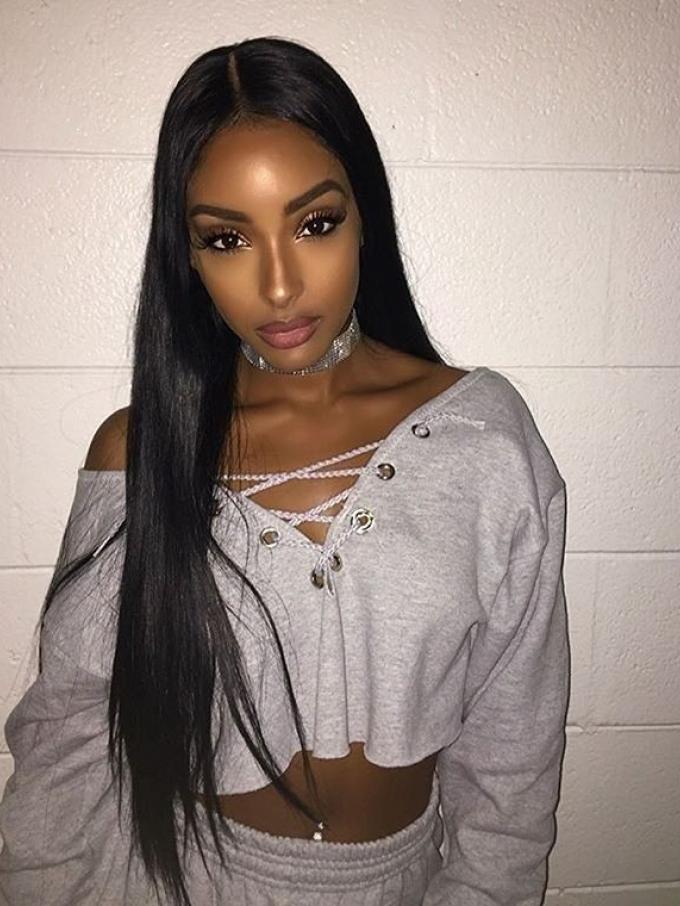 Indian virgin preplucked full lace human hair straight wig-FL005