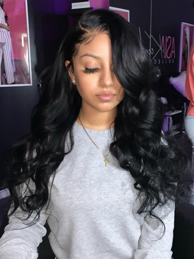 Invisible HD skin melt swiss lace 6 inches deep parting straight human hair lace front wig with wand curs- UPGRADED