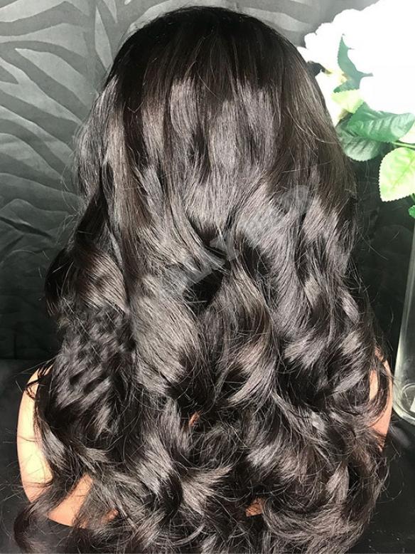 18 inches indian remy straight 360 lace frontal human hair wig with wand curls - WE029