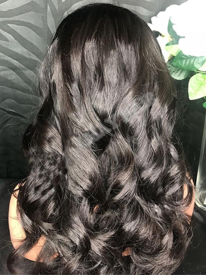 18 inches indian remy straight 360 lace frontal human hair wig with wand curls - WE029