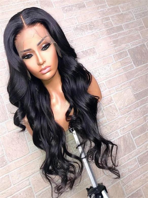 Invisible HD skin melt swiss lace 6 inches deep parting wavy human hair lace front wig-SWL112