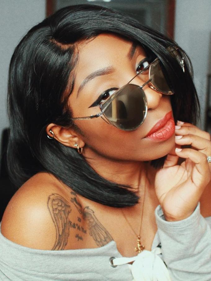 Indian remy human hair lace front sleek bob - LFB008