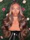 NEW DAY NEW COLOR-Gorgeous Chocolate Highlight Lace Closure Human Hair With Wand Curls-CC008