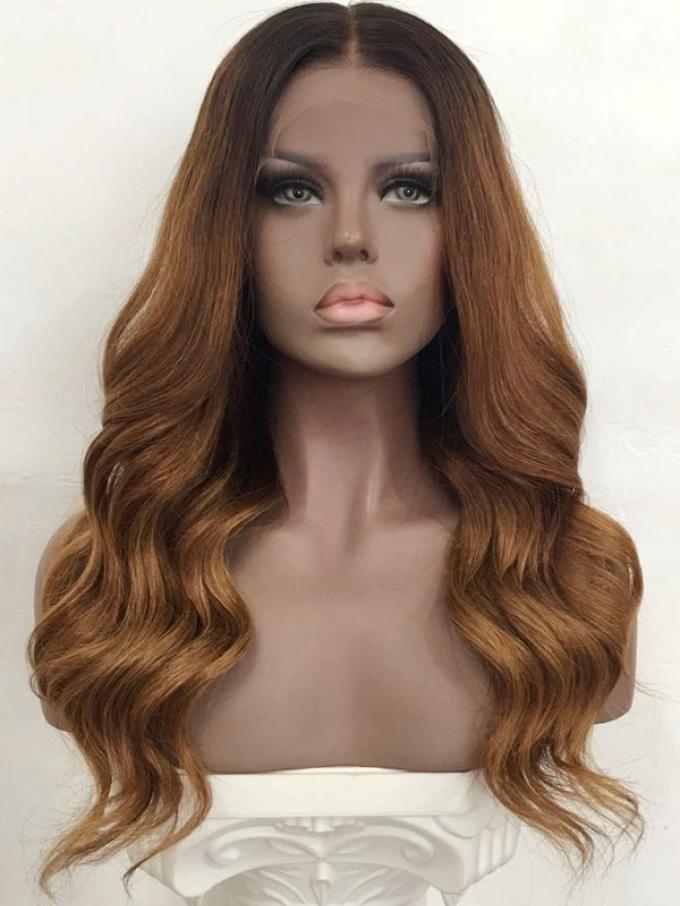 Natural Wavy Ash Blonde Omber Lace Front Wig-CL003