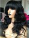 18 inches indian remy wavy 6' parting space lace front human hair wig with bangs