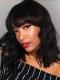 Short Hair With Bang Lace Front Wigs For Black Women Pre-Pluck Pre-Bleached Hairline With Wand Curls-LFB707