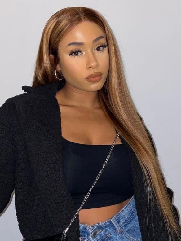 Hairstylist Collection-NEW BLOND HIGHLITED WIG WITH BROWN ROOTS T PART LACE CLOSURE WIG-CCW699