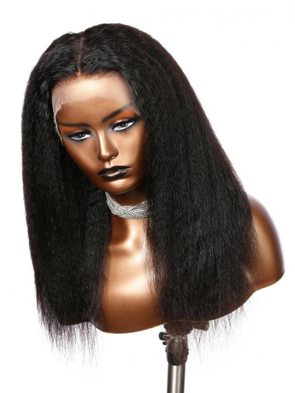 SOFIA-NATURAL BLACK KINKY STRAIGHT-LACE FRONTAL WIG