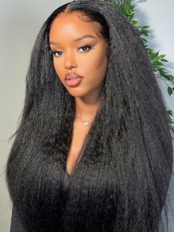KINKY STRAIGHT BRAZILIAN VIRGIN HAIR 360 INVISIBLE HD LACE FRONTAL WIG-SWE006