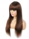 CLEARANCE SALE-MEDIUM BROWN STRAIGHT HUMAN HAIR WIG WITH BANG-FREE PARTING FULL LACE WIG-CS002