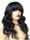 18 inches indian remy wavy 6' parting space lace front human hair wig with bangs