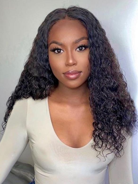 New 13x6 T-Part Lace Front 100% Brazilian Human Hair Long Curly Wigs-TP009