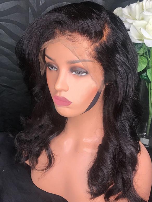 18 inches indian remy straight 360 lace frontal human hair wig with wand curls - WE029