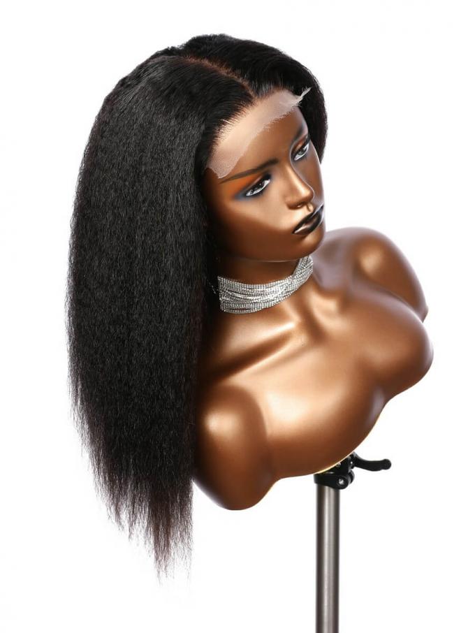 AMANDA -BEGINNERS’WIG COLLECTION - 10-MIN LACE WIG-NATURAL BLACK KINKY STRAIGHT-LACE CLOSURE WIG