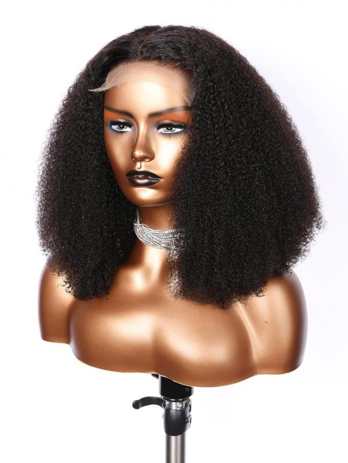 MINA-BEGINNERS’WIG COLLECTION-10-MIN LACE WIG-BLACK KINKY CURLY-LACE CLOSURE WIG