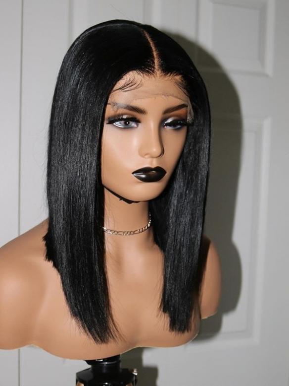 New 5×5 Invisible HD lace Human Hair Closure Bob Wig-SWC008