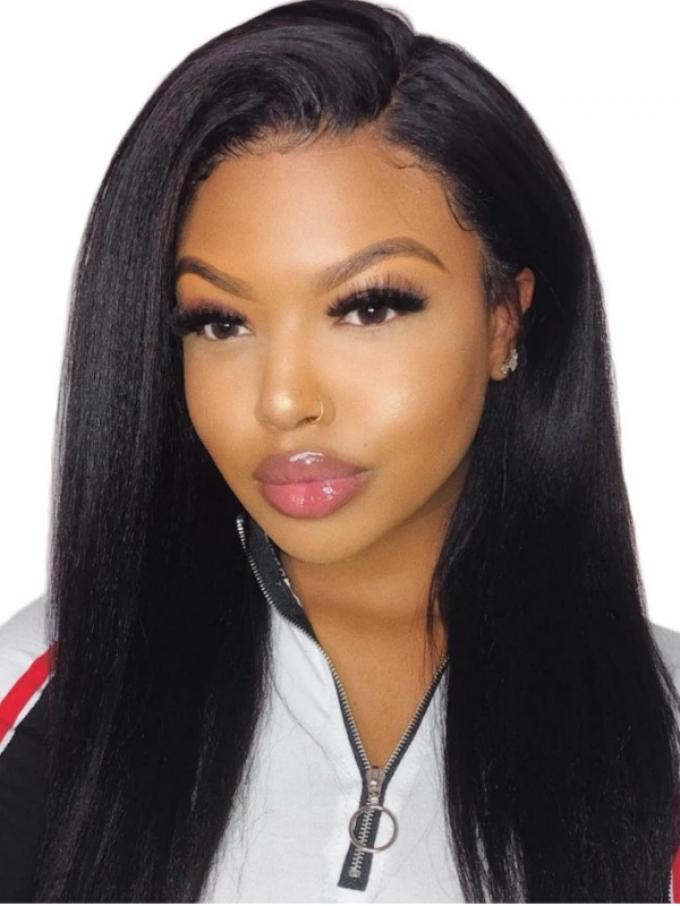 Preplucked Indian virgin 360 lace frontal human hair kinky straight wig -WE047