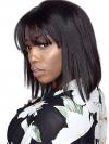 Rihanna inspired indian remy lace front wig with bang - LFB006