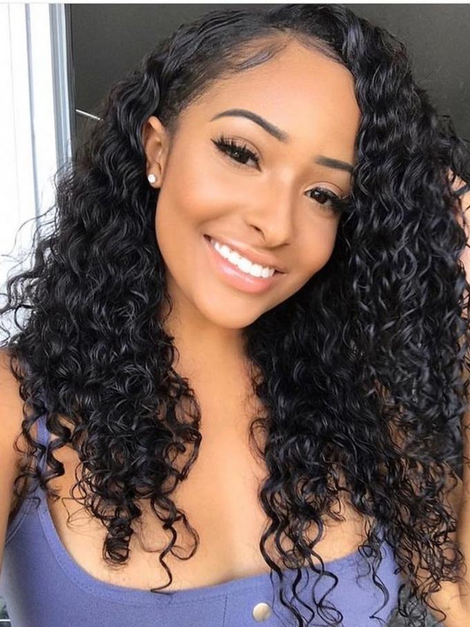 Deelp Curly Natural Black Lace Front Wig-LW027