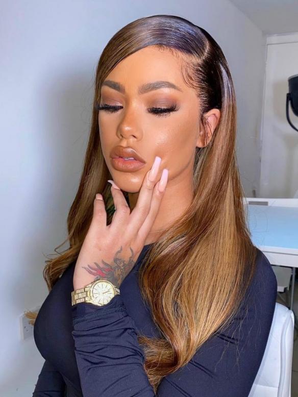 HAIRSTYLIST CUSTOM COLOR-HONEY BLOND OMBRE HUMAN HAIR LACE FRONT WIG -LW689