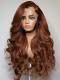HAIRSTYLIST CUSTOM COLOR-HONEY ORANGE OMBRE HUMAN HAIR LACE FRONT WIG WITH WAND CURLS -LW098