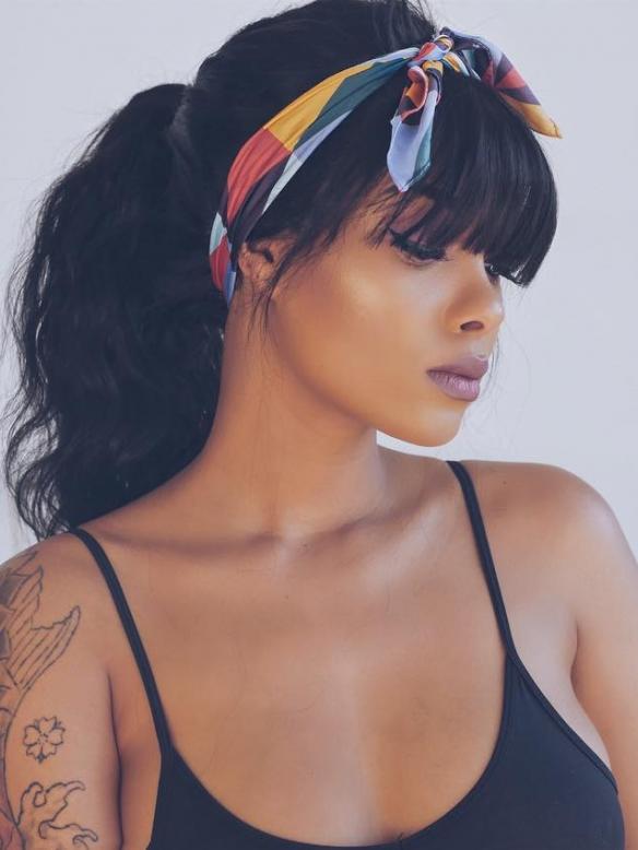 18 inches wavy indian remy full lace human hair wig with bangs - BW026