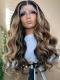 NEW DAY NEW COLOR-Brown Highlight Human Hair Wig With Wand Curls-CC012
