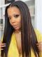 NEW Brown Highlight Kinky Straight Human Hair Lace Wig-CL006