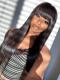 Indian virgin preplucked 6 inches deep parting lace front human hair long straight wig with bangs