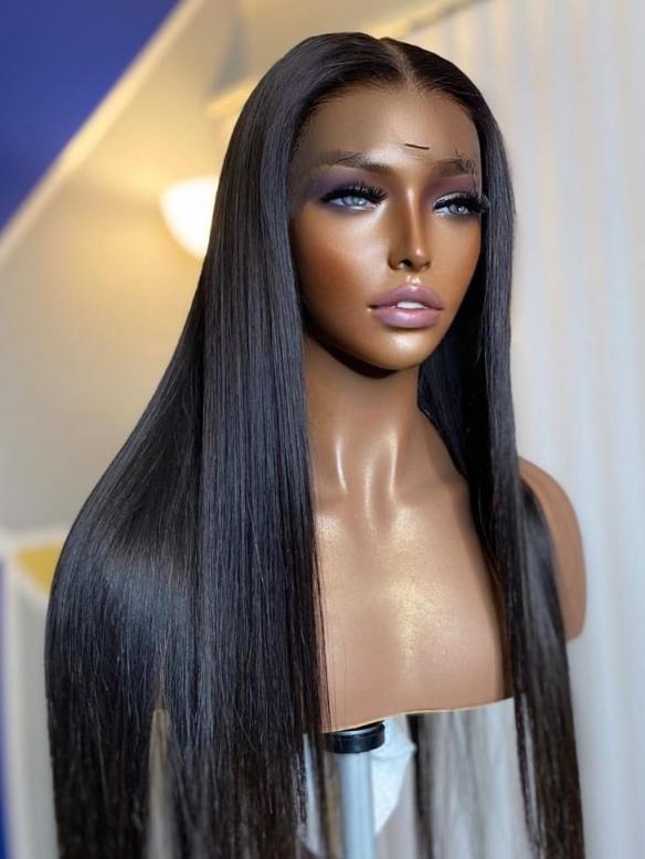 10-22 inches Human Hair Natural Black Silky Straight Lace Front Wig-LW143