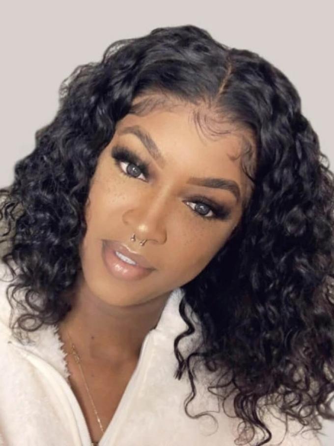 Human Hair Full Lace Wig Curly Ash Brown