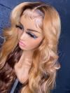 MAI-TAI-New gorgeous 13*5 T-part lace frontal straight hightlight golden&brown  wig with wand curls-CCW010