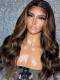 Custom Color-Gorgeous Brown Highlight Lace Closure Human Hair With Wand Curls-CC003