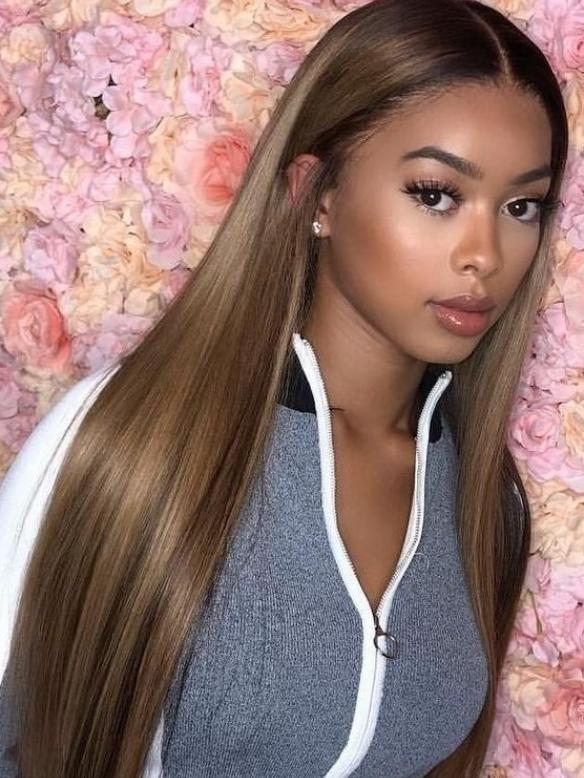 Summer New Brown Silky Straight Lace Front Wig-CL009