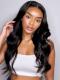 Middle part long straight human hair lace front wig with wand curls-wlf06